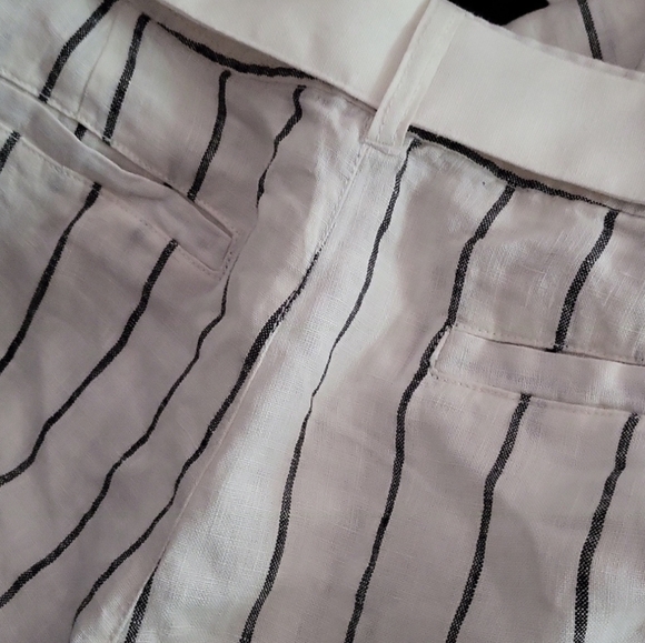 Joie 100% Linen Pleated Wide Leg Trousers in Striped Print - Picture 7 of 9